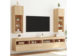 8721012255906 - Bonnevie - TV-Schränke mit LED-Leuchten 2 Stk Sonoma-Eiche 305x30x90 cm vidaXL16205