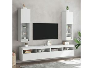 8721012256002 - Bonnevie - TV-Schränke mit LED-Leuchten 2 Stk Weiß 305x30x102 cm vidaXL87263