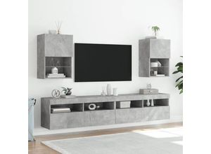 8721012256200 - Bonnevie - TV-Schränke mit LED-Leuchten 2 Stk Betongrau 405x30x60 cm vidaXL57300