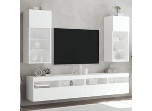 8721012256286 - Bonnevie - TV-Schränke mit LED-Leuchten 2 Stk Weiß 405x30x90 cm vidaXL73809