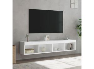 8721012257269 - Bonnevie - TV-Schränke mit LED-Leuchten 2 Stk Weiß 80x30x30 cm vidaXL67901