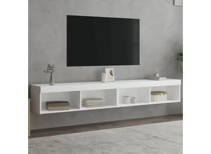 8721012257405 - Bonnevie - TV-Schränke mit LED-Leuchten 2 Stk Weiß 100x30x30 cm vidaXL74113