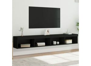 8721012257429 - Bonnevie - TV-Schränke mit LED-Leuchten 2 Stk Schwarz 100x30x30 cm vidaXL24198