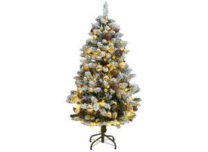 8721012278240 - Künstlicher Weihnachtsbaum Klappbar 150 LEDs & Kugeln 120 cm vidaXL - Grün und Weiß