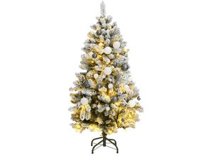 8721012278400 - Vidaxl - Künstlicher Weihnachtsbaum Klappbar 150 LEDs & Kugeln 120 cm Grün und Weiß