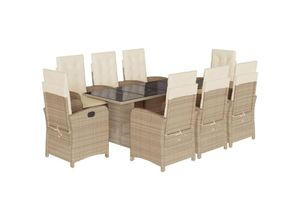 8721012319943 - Vidaxl - 9-tlg Garten-Essgruppe mit Kissen Beige Poly Rattan