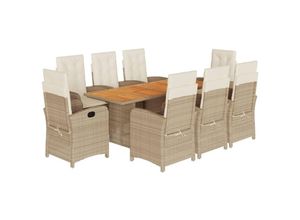 8721012320154 - Vidaxl - 9-tlg Garten-Essgruppe mit Kissen Beige Poly Rattan