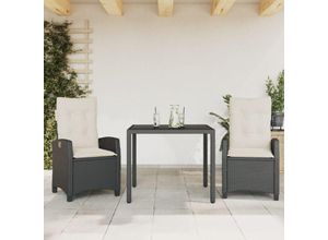 8721012323599 - Vidaxl - 3-tlg Garten-Essgruppe mit Kissen Schwarz Poly Rattan Schwarz