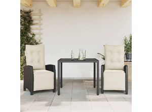 8721012326156 - 3-tlg Garten-Essgruppe mit Kissen Schwarz Poly Rattan Vidaxl Schwarz