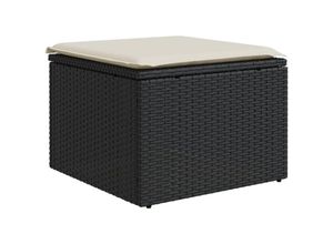 8721012333864 - Bonnevie - Gartenhocker mit Kissen Schwarz 55x55x37 cm Poly Rattan vidaXL383460