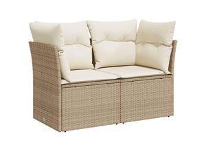 8721012334601 - Gartensofa mit Kissen 2-Sitzer Beige Poly Rattan Vidaxl