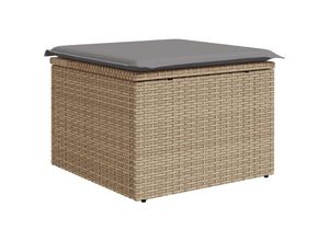 8721012334779 - Vidaxl - Gartenhocker mit Kissen Beige 55x55x37 cm Poly Rattan 470025