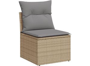 8721012334854 - Gartensessel ohne Armlehnen mit Kissen Beige Poly Rattan Vidaxl Beige