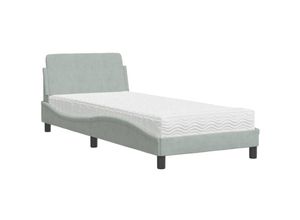 8721012347946 - Vidaxl - Bett mit Matratze Hellgrau 90x190 cm Samt Grau