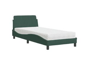 8721012347977 - Vidaxl - Bett mit Matratze Dunkelgrün 90x190 cm Samt Grün