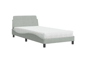 8721012348349 - Bett mit Matratze Hellgrau 100x200 cm Samt Vidaxl 976053