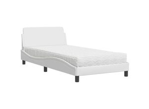 8721012348417 - Vidaxl - Bett mit Matratze Weiß 100x200 cm Kunstleder