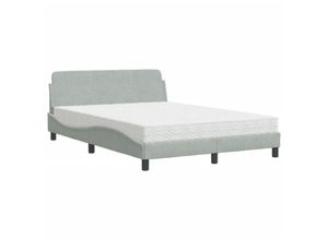 8721012348547 - Bett mit Matratze Hellgrau 120x200 cm Samt vidaXL