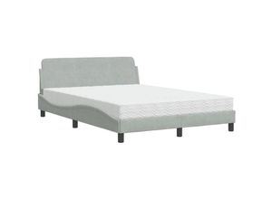 8721012348745 - Bett mit Matratze Hellgrau 140x190 cm Samt Vidaxl