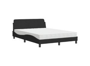 8721012348769 - Vidaxl - Bett mit Matratze Schwarz 140x190 cm Samt Schwarz