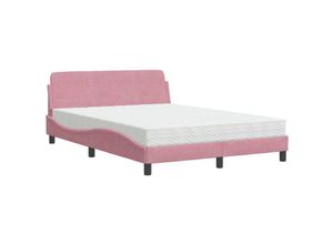 8721012348790 - Vidaxl - Bett mit Matratze Rosa 140x190 cm Samt Rosa