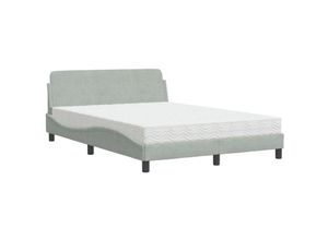 8721012348943 - Bett mit Matratze Hellgrau 140x200 cm Samt vidaXL