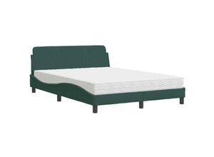 8721012348974 - Vidaxl - Bett mit Matratze Dunkelgrün 140x200 cm Samt