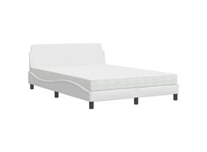 8721012349018 - Vidaxl - Bett mit Matratze Weiß 140x200 cm Kunstleder Weiß
