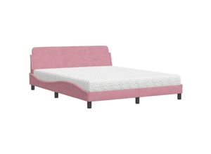 8721012349193 - Vidaxl - Bett mit Matratze Rosa 160x200 cm Samt Rosa