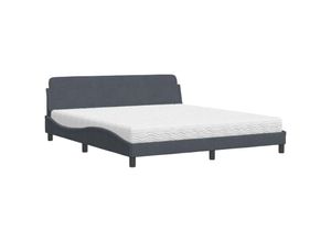 8721012349353 - Bett mit Matratze Dunkelgrau 180x200 cm Samt Vidaxl