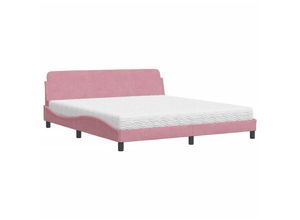 8721012349391 - Bett mit Matratze Rosa 180x200 cm Samt Vidaxl