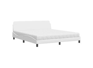 8721012349414 - Vidaxl - Bett mit Matratze Weiß 180x200 cm Kunstleder Weiß