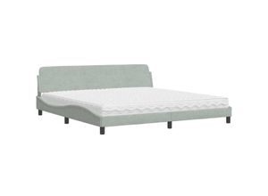 8721012349544 - Bett mit Matratze Hellgrau 200x200 cm Samt Vidaxl