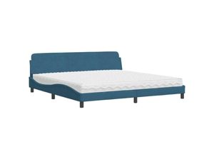 8721012349582 - Bett mit Matratze Blau 200x200 cm Samt Vidaxl