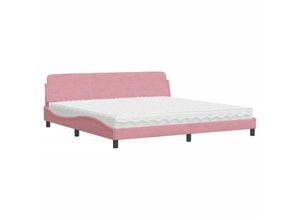 8721012349599 - Bett mit Matratze Rosa 200x200 cm Samt Vidaxl 8721012349599 - Bett mit Matratze Rosa 200x200 cm Samt Vidaxl
