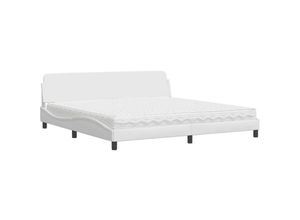 8721012349612 - Vidaxl - Bett mit Matratze Weiß 200x200 cm Kunstleder Weiß