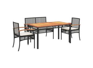 8721012359444 - Vidaxl - 4-tlg Garten-Essgruppe mit Kissen Schwarz Poly Rattan