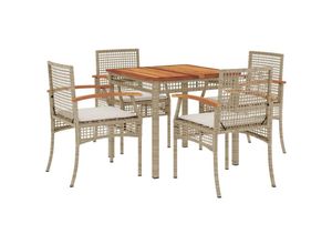 8721012359567 - Vidaxl - 5-tlg Garten-Essgruppe mit Kissen Beige Poly Rattan