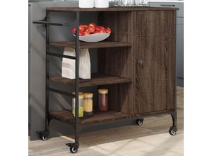 8721012376861 - Bonnevie - Küchenwagen Braun Eichen-Optik 875x385x845 cm Holzwerkstoff vidaXL87945