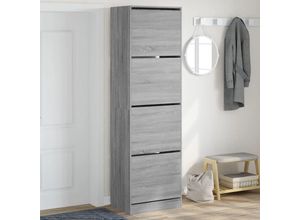 8721012385917 - Bonnevie - Schuhschrank mit 4 Klappen Grau Sonoma 60x42x204 cm vidaXL806604