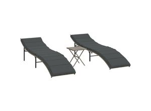 8721012450707 - Vidaxl - Sonnenliegen 2 Stk mit Tisch Grau Poly Rattan Grau