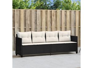 8721012451667 - Sonnenliege mit Kissen Schwarz Poly Rattan vidaXL - Schwarz