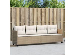 8721012451704 - Bonnevie - Sonnenliege mit Kissen Beige Poly Rattan vidaXL81618