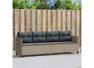 8721012451711 - Sonnenliege mit Kissen Hellgrau Poly Rattan vidaXL - Grau