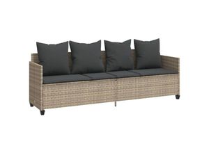 8721012451896 - Vidaxl - Sonnenliege mit Kissen Hellgrau Poly Rattan Hellgrau