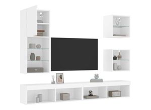 8721012470903 - Bonnevie - 5-tlg Wohnwand mit LED-Beleuchtung Weiß Holzwerkstoff vidaXL342791