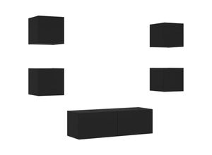 8721012472761 - Vidaxl - 5-tlg TV-Wohnwand mit LED-Leuchten Schwarz 8721012472761 - Vidaxl - 5-tlg TV-Wohnwand mit LED-Leuchten Schwarz
