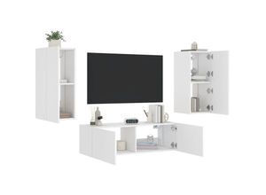 8721012472822 - Bonnevie - 3-tlg TV-Wohnwand mit LED-Leuchten Weiß vidaXL487266