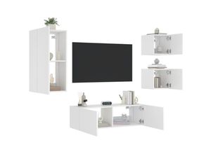 8721012472969 - Vidaxl - 4-tlg TV-Wohnwand mit LED-Leuchten Weiß 921679