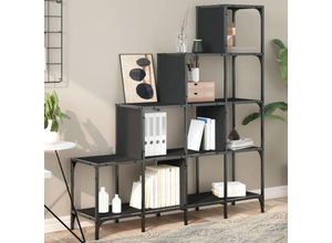 8721012479807 - Bonnevie - Bücherregal Schwarz 122x30x132 cm Holzwerkstoff und Metall vidaXL19803